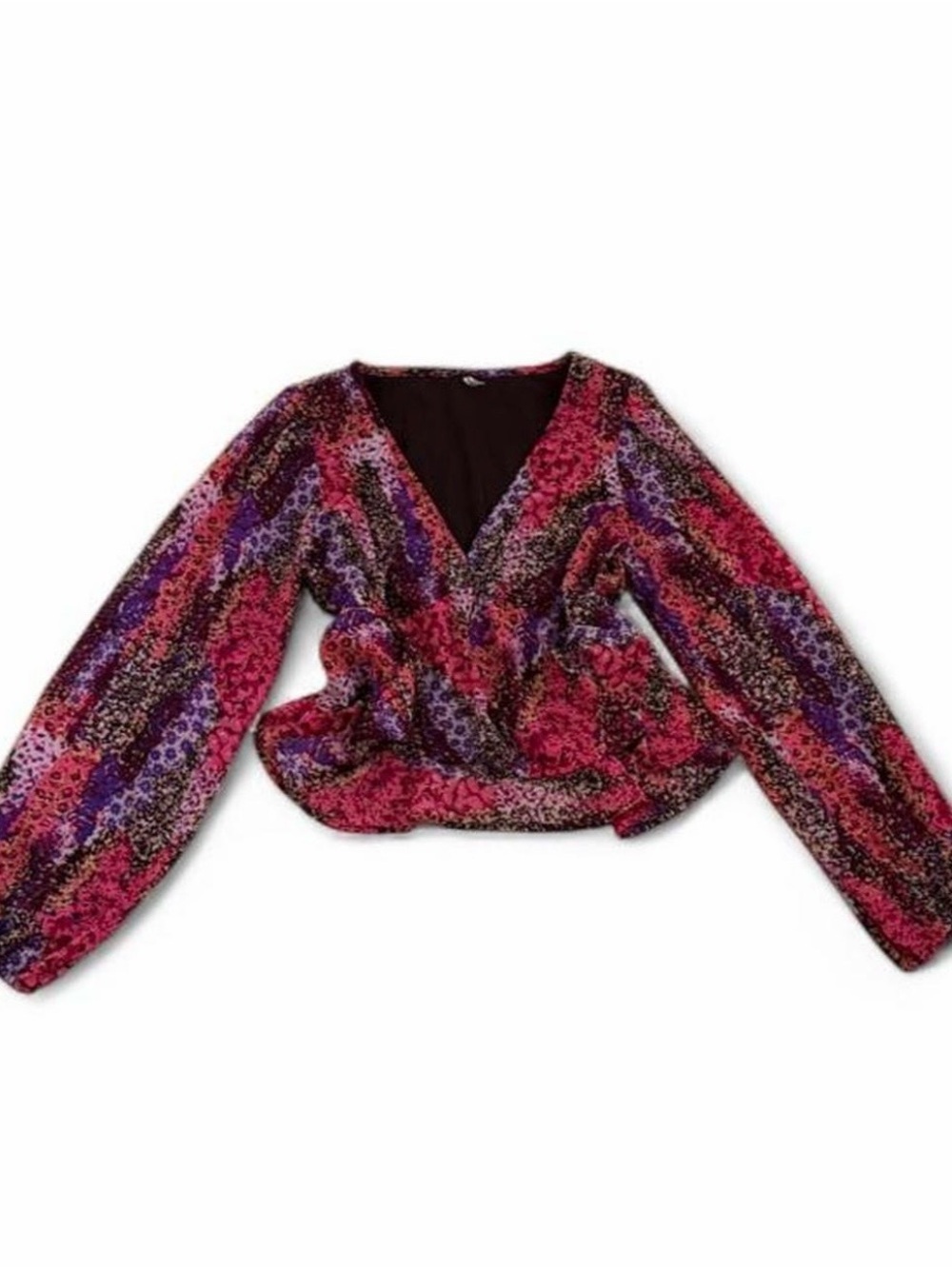 Only Floral Wrap Blouse in Fuchsia and Purple